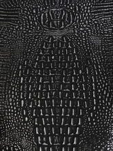 Black/Silver Metallic Caiman Gator Vinyl / Sold by the Yard