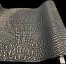 Black/Gold Metallic Caiman Gator Vinyl / 30 Yard Roll-3