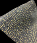 Black/Gold Metallic Caiman Gator Vinyl / 30 Yard Roll-4