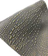 Vintage Gold Metallic Caiman Gator Vinyl / Sold by the Yard