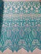 Royalty Damask Iridescent Sequin Stretch Mesh Fabric / Sold by the Yard