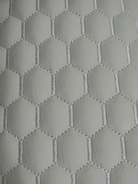 Hex Honeycomb Quilt Automotive Vinyl Foam Fabric / Silver with Grey Thread