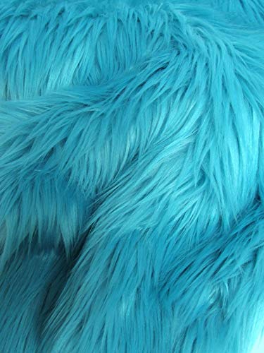 Turquoise UV Reactive Solid Shaggy Faux Fur Fabric / Sold By The Yard