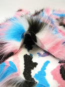 30 Yard Roll of Mint, Gray, Lavender, Coral Sunset Multi-Color Faux Fur Fabric-8