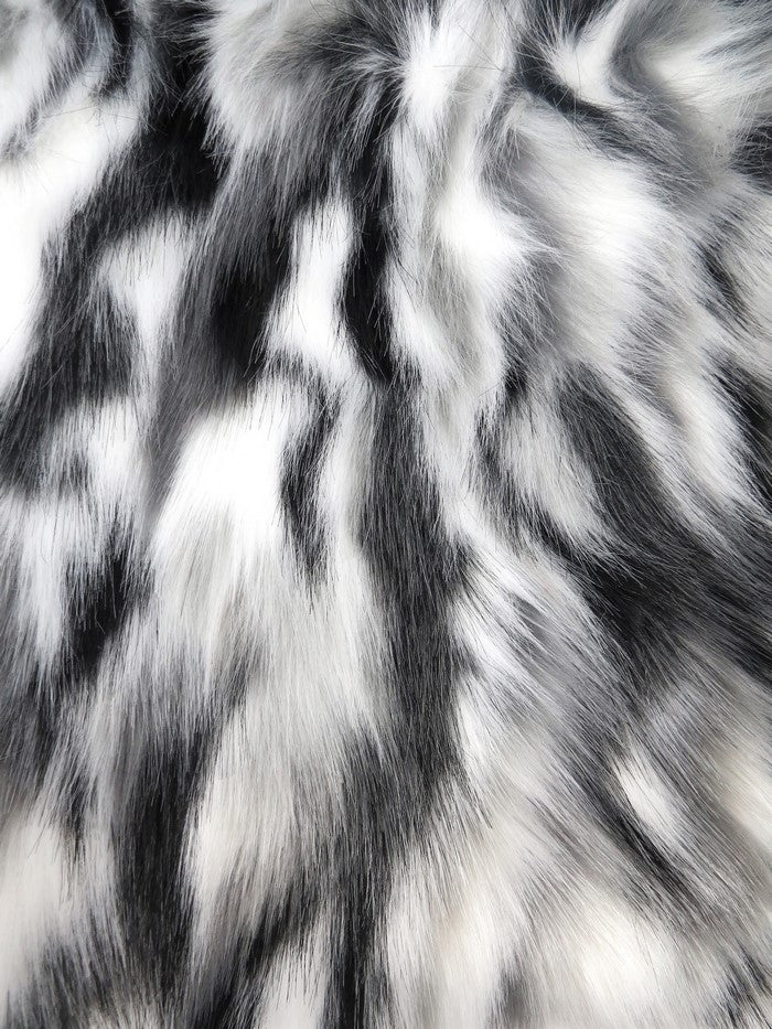 Black, Gray, White Sunset Multi-Color Faux Fur Fabric /  Sold by the Yard