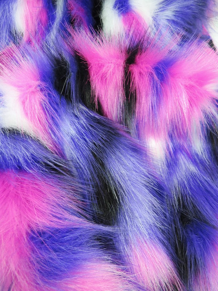 Purple, Fuchsia, White Sunset Multi-Color Faux Fur Fabric /  Sold by the Yard-2