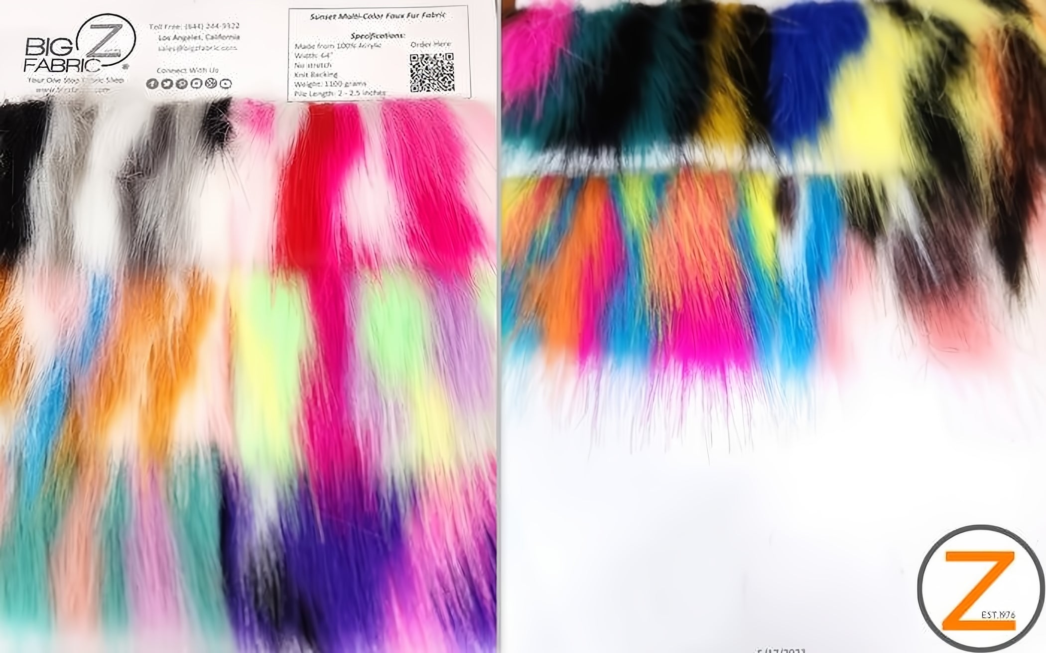 Color Card - Sunset Multi-Color Faux Fur