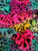 30 Yard Roll of Rainbow Leopard Animal Faux Fur Fabric-7