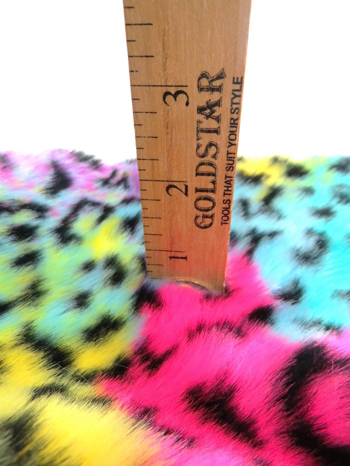 Rainbow Leopard Animal Faux Fur Fabric-4