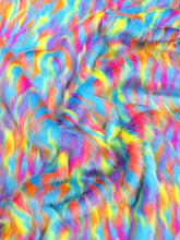Sunset Multi-Color Faux Fur Fabric /  Sold by the Yard