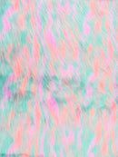 30 Yard Roll of Mint, Gray, Lavender, Coral Sunset Multi-Color Faux Fur Fabric-3