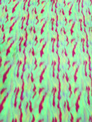 30 Yard Roll of Lime Green, Fuchsia, Purple Sunset Multi-Color Faux Fur Fabric-3
