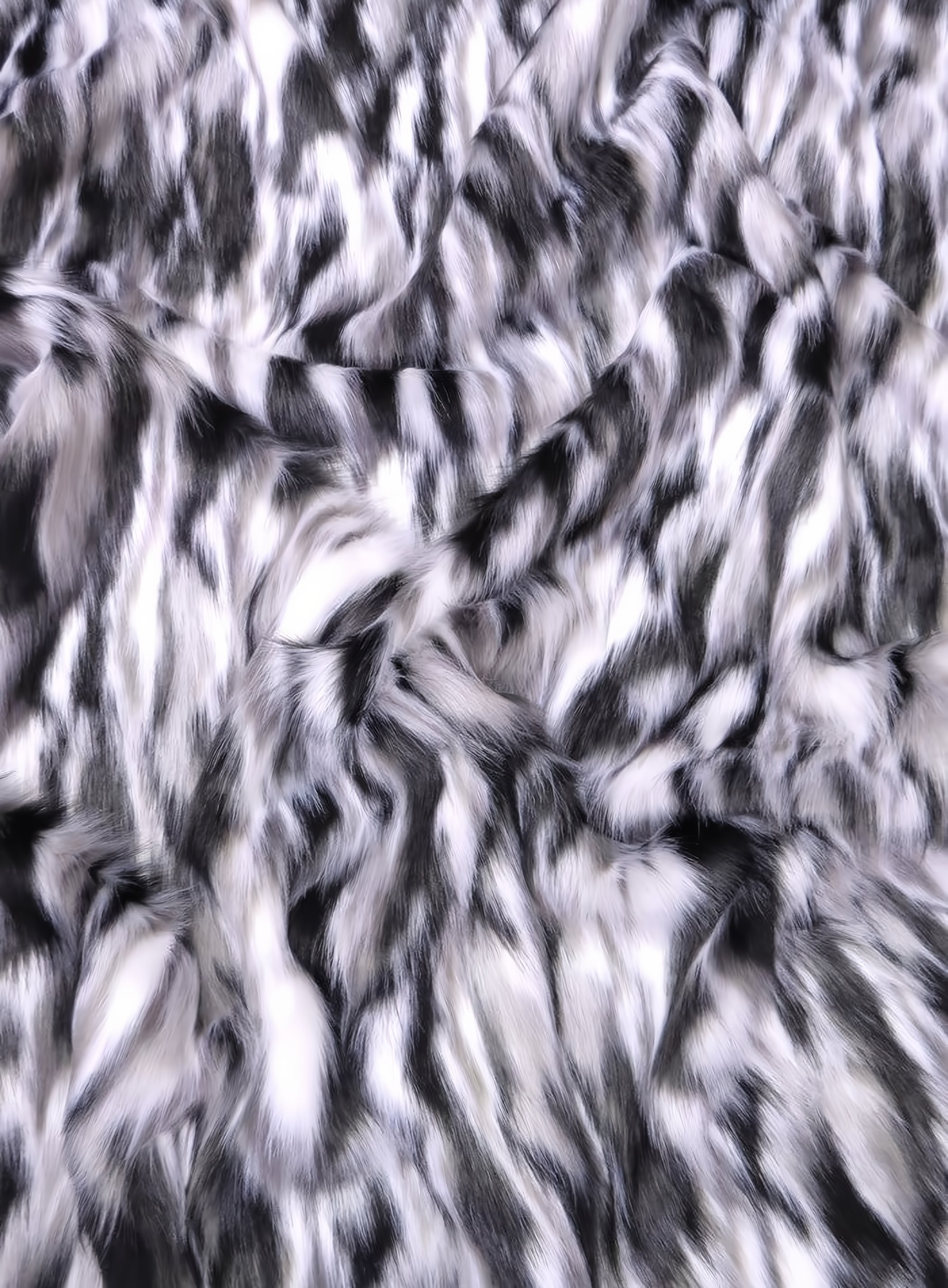 30 Yard Roll of Black, Gray, White Sunset Multi-Color Faux Fur Fabric