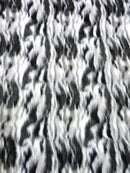 30 Yard Roll of Black, Gray, White Sunset Multi-Color Faux Fur Fabric-3