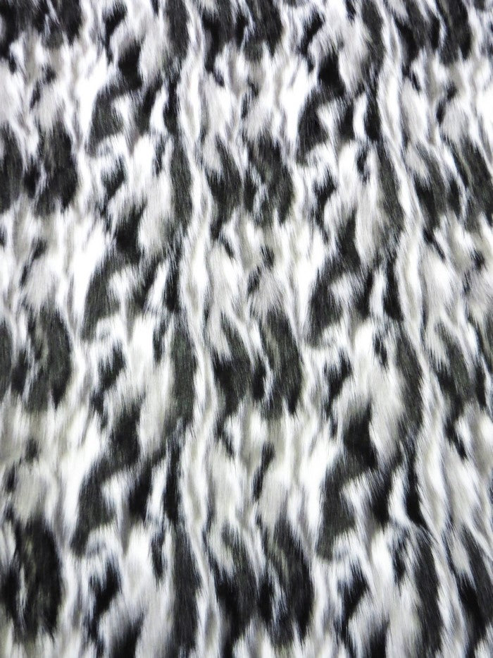 30 Yard Roll of Black, Gray, White Sunset Multi-Color Faux Fur Fabric