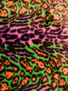 Ecoshag Hippie Jaguar Faux Fur Fabric / Trippy Forest