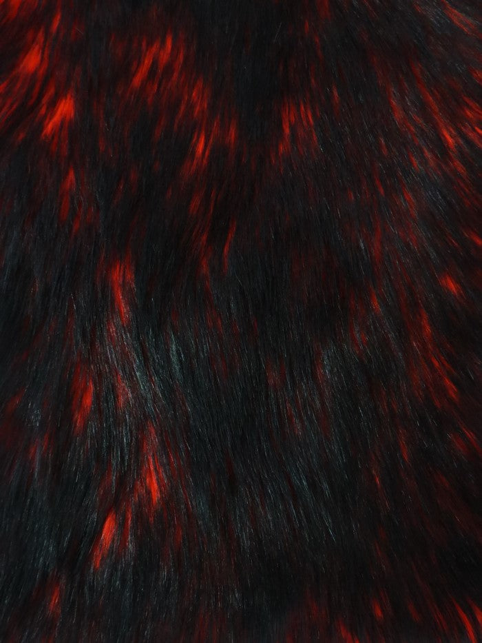 Red/Black Poison Spike Shag Faux Fur Fabric / Sold by the Yard - 0