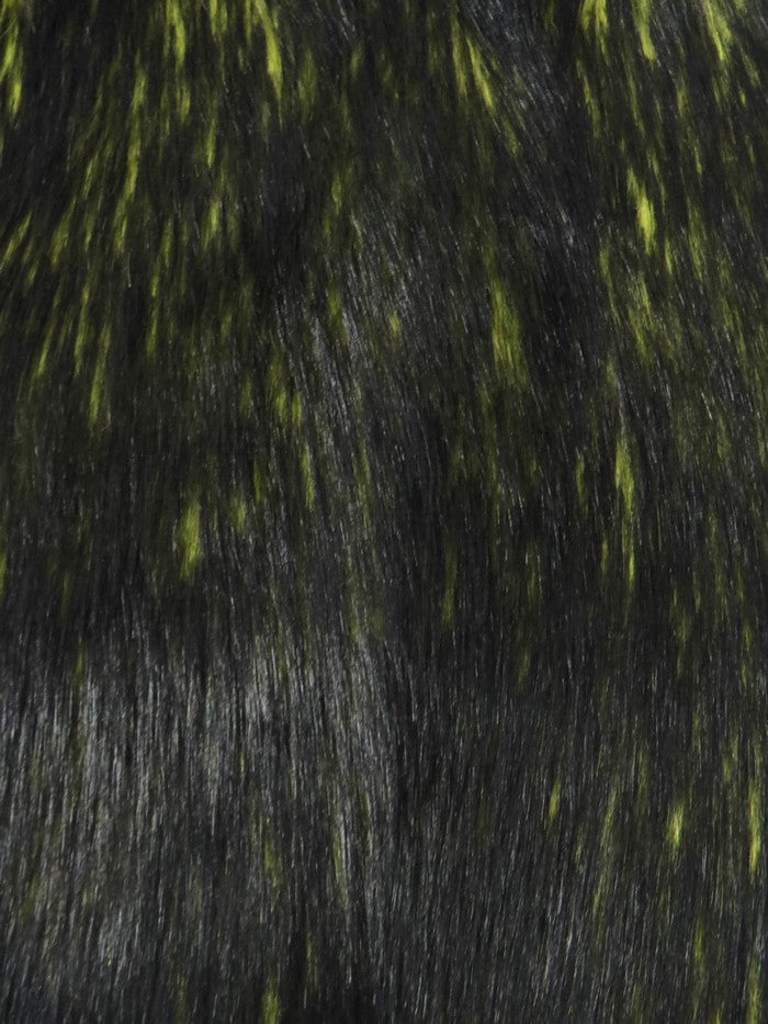 Neon Yellow/Black Poison Spike Shag Faux Fur Fabric / Sold by the Yard - 0