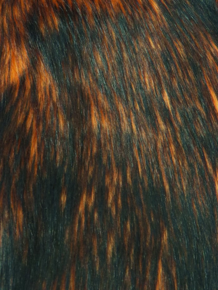 Neon Orange/Black Poison Spike Shag Faux Fur Fabric / Sold by the Yard - 0