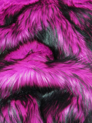 Neon Pink/Black Poison Spike Shag Faux Fur Fabric / Sold by the Yard
