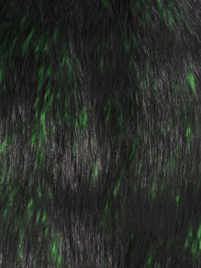 Neon Lime/Black Poison Spike Shag Faux Fur Fabric / Sold by the Yard - 0