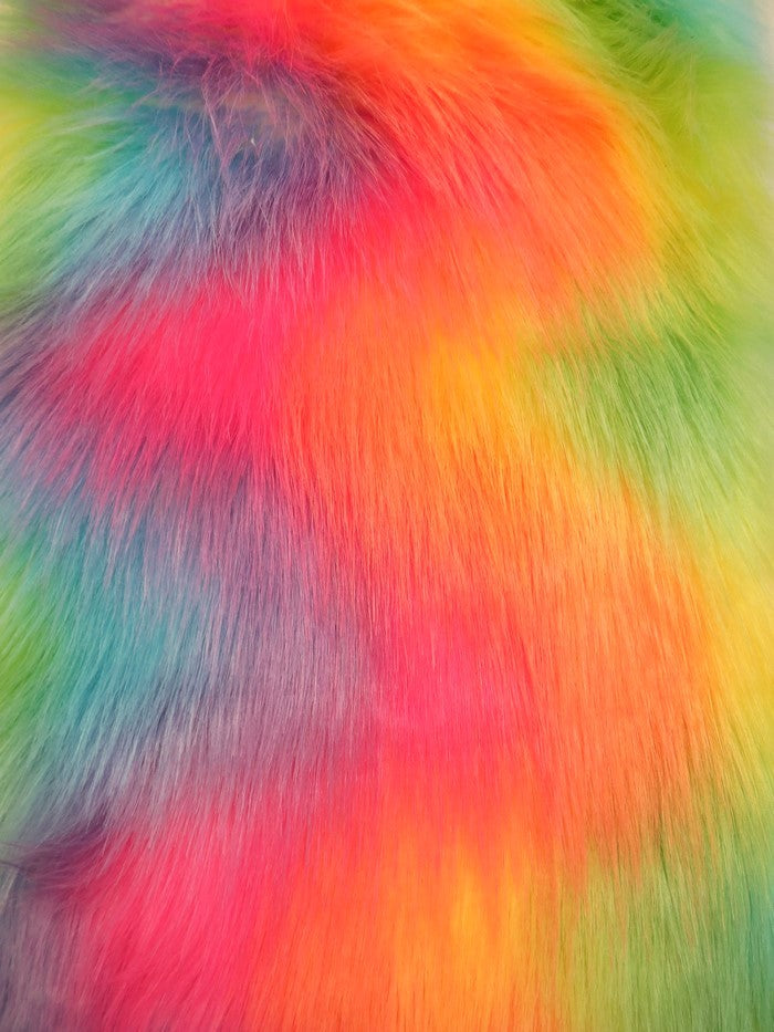 Wave Rainbow 1 Wave Rainbow Long Pile Faux Fur Fabric / Sold By The Yard