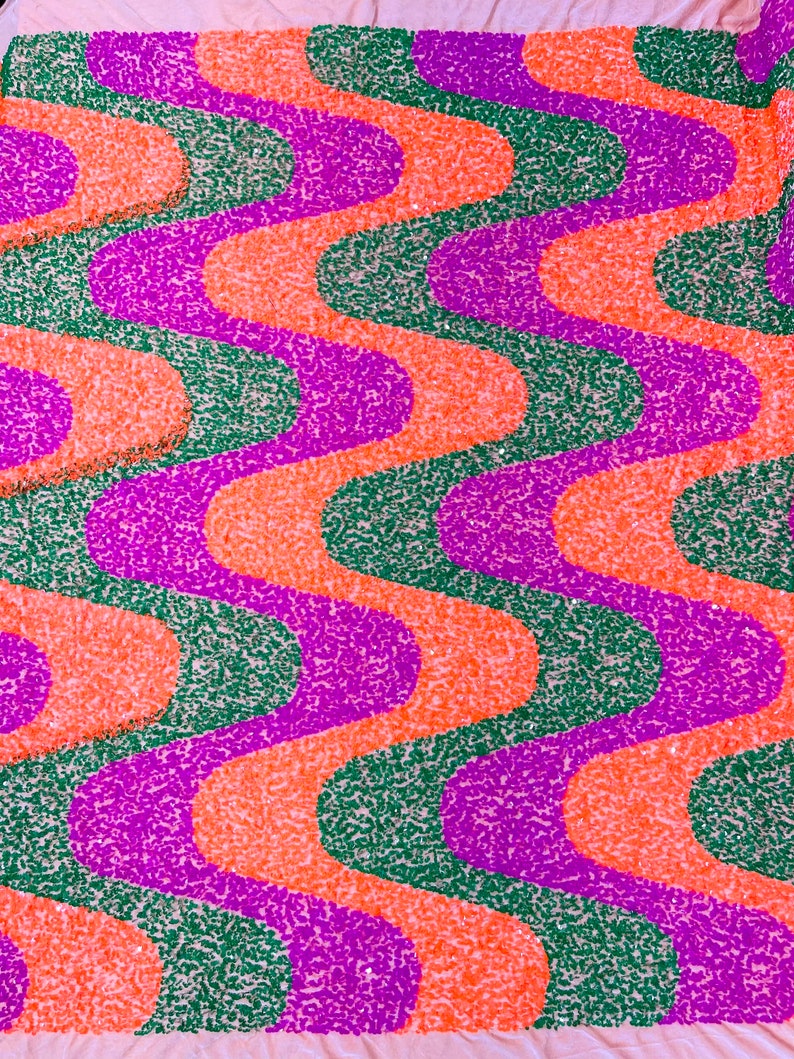 Wave Sequin Velvet Stretch Fabric / Sold by the Yard