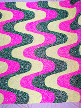 Wave Sequin Velvet Stretch Fabric / Sold by the Yard
