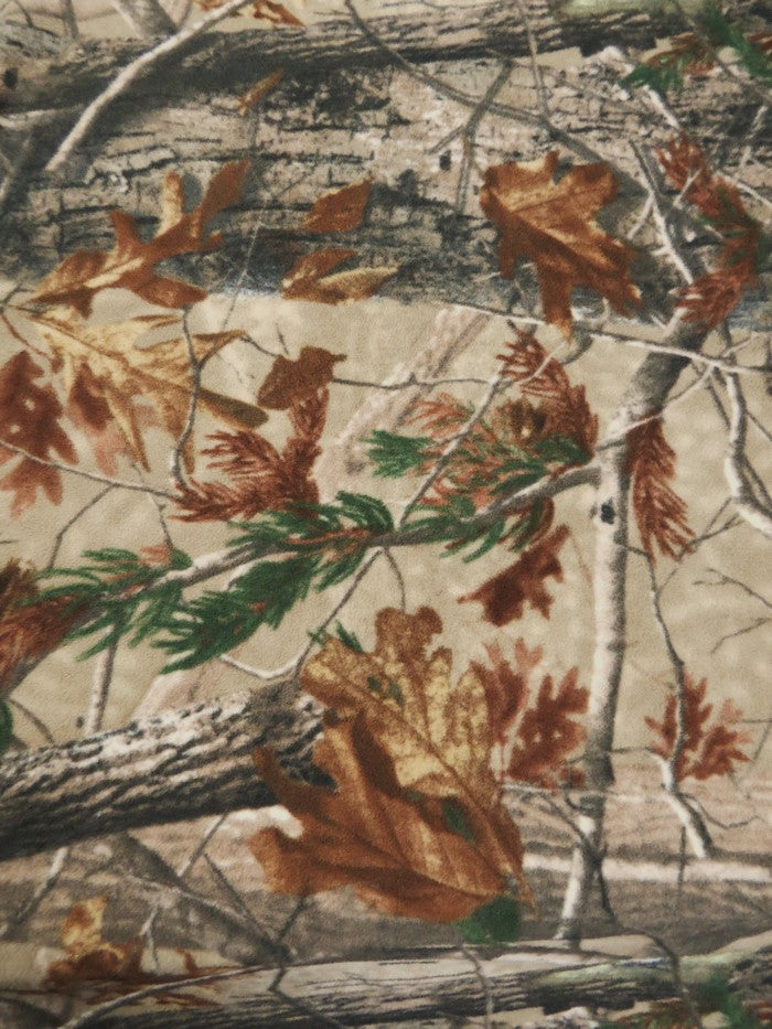 Camouflage Fleece Printed Fabric - Desert Mossy Oak - Sold By The Yard