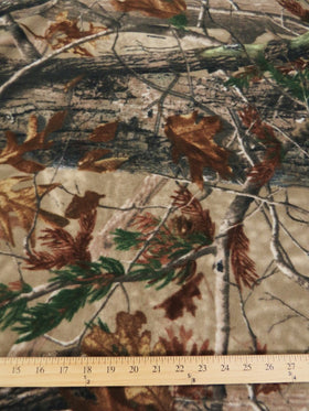 Camouflage Fleece Printed Fabric - Desert Mossy Oak - Sold By The Yard - 0