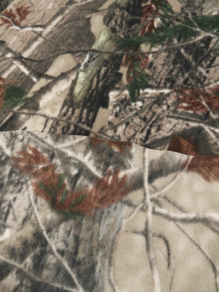 Camouflage Fleece Printed Fabric - Desert Mossy Oak - Sold By The Yard