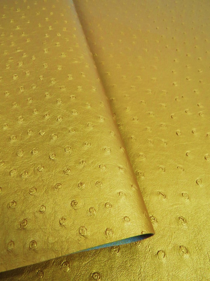 Metallic Gold Classic Ostrich Upholstery Vinyl Fabric / Sold By The Yard