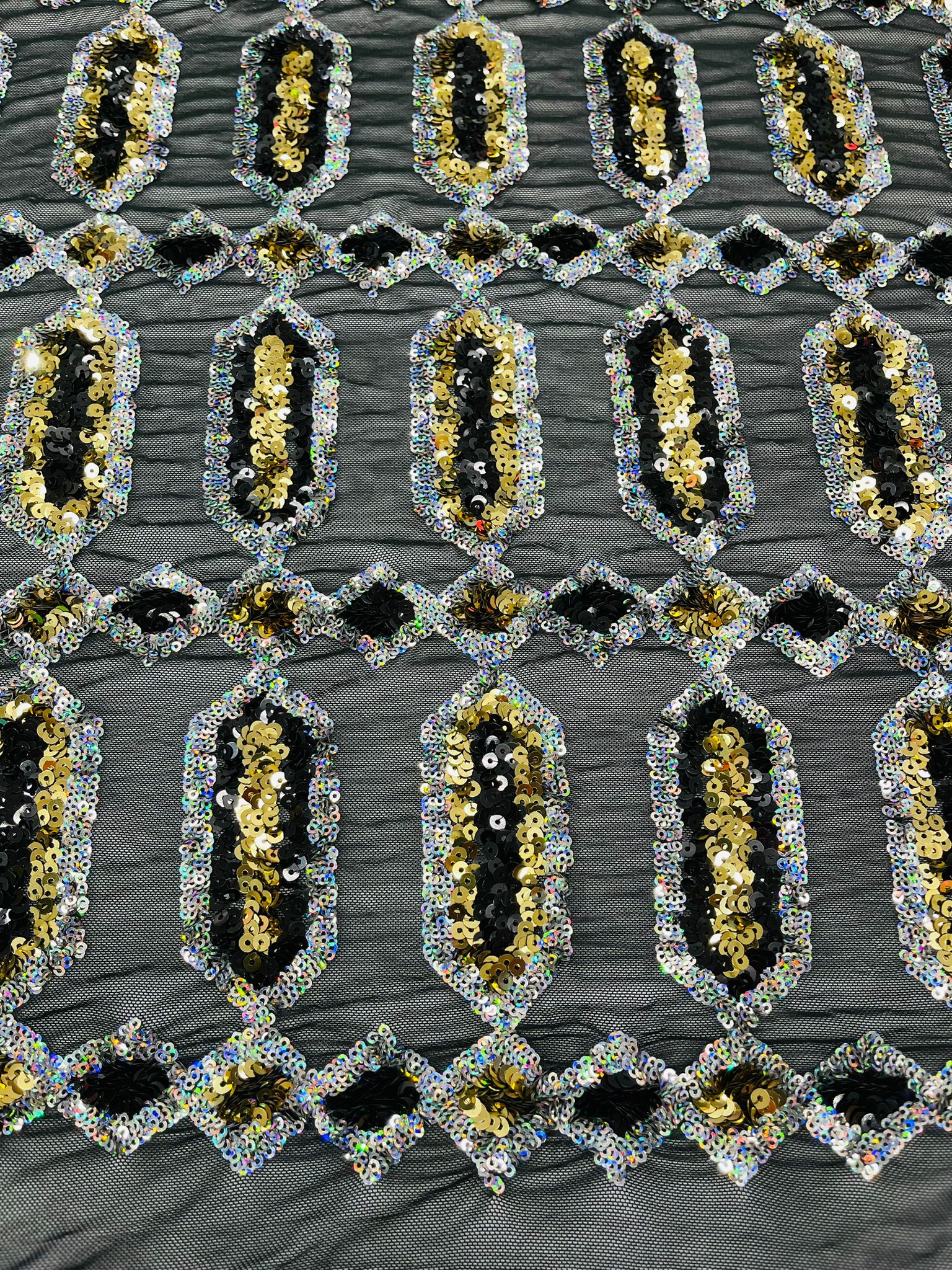 Jewel Iridescent Sequin Stretch Mesh Fabric / Sold by the Yard