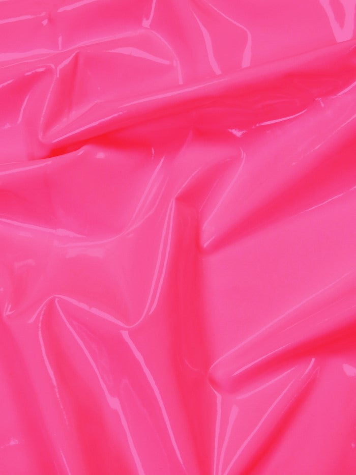 Glossy Stretch Fetish Patent Vinyl Spandex Fabric / Neon Pink / Sold By The Yard