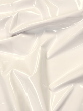 Glossy Stretch Fetish Patent Vinyl Spandex Fabric / White / Sold By The Yard