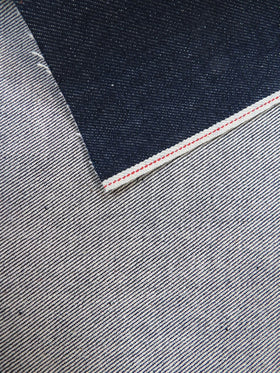 INDIGO JAPANESE SELVEDGE DENIM - RED/WHITE TICKER 14OZ (SKU TN-JPDN-540421) - 0