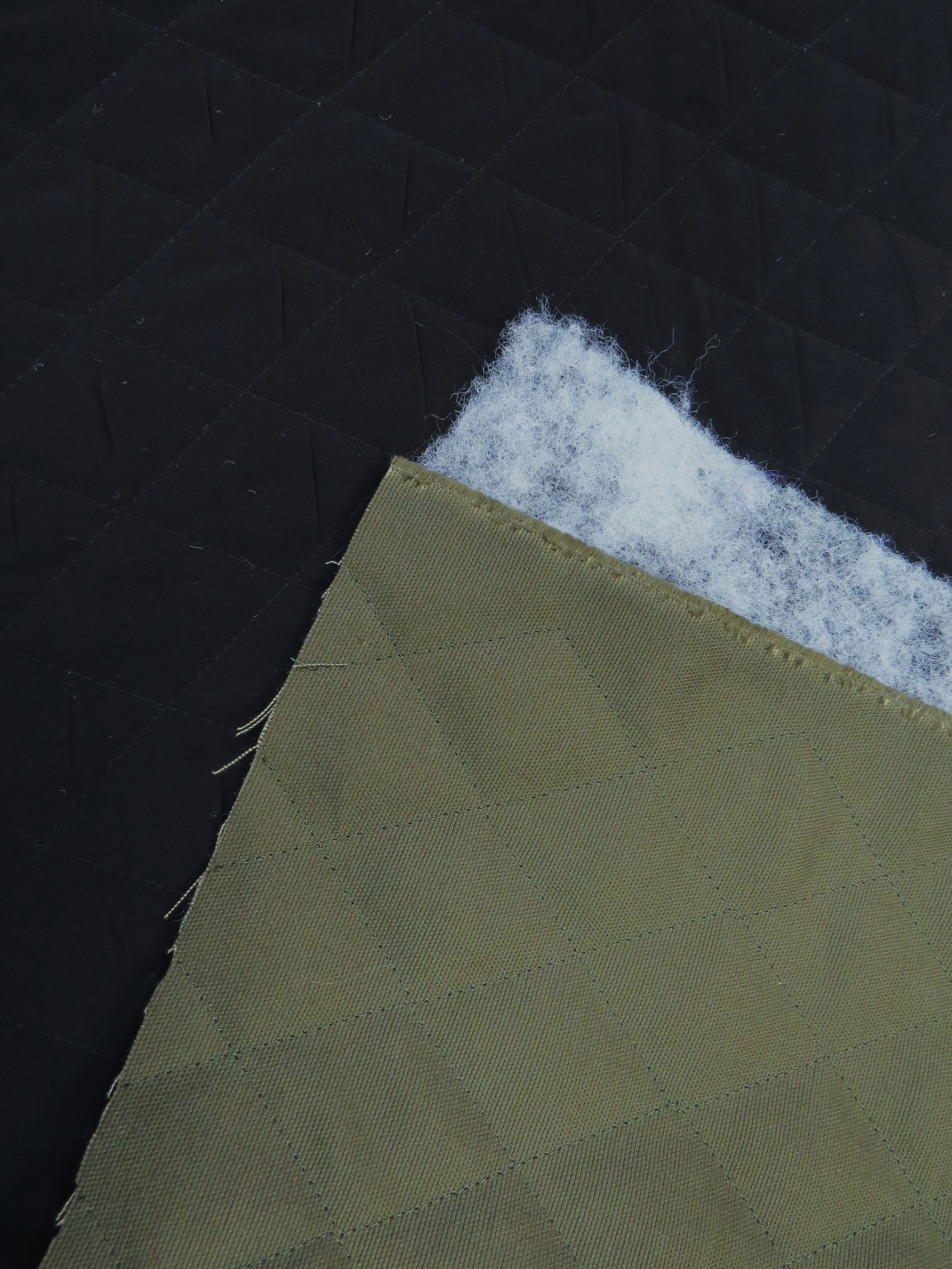 12 oz  Cotton Canvas DOUBLE SIDED BATTING w peach skin fabric - ARMY GREEN/Black