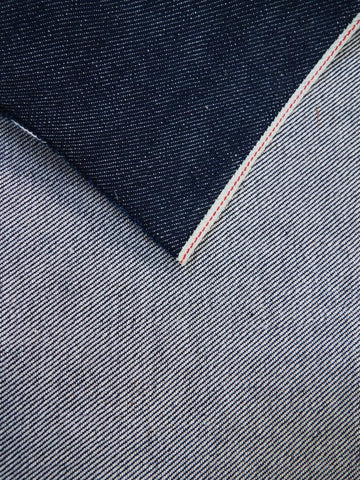 INDIGO USA CONE MILLS SELVEDGE DENIM - WHITE/ RED TICKER (WHITE OAK PLANTS) DEADSTOCK  - 13OZ