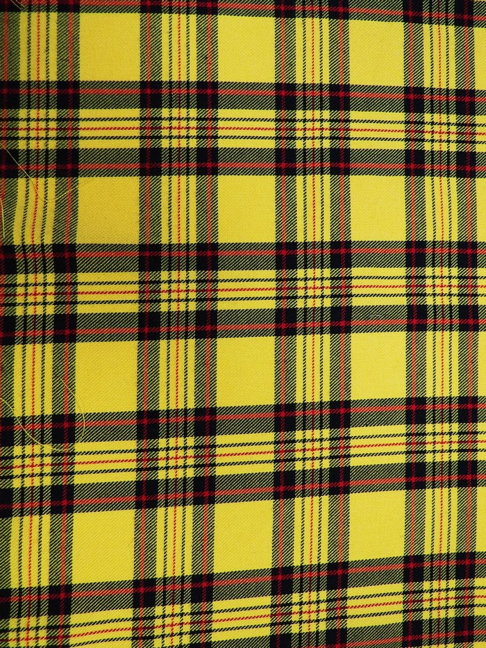 Golden Plaid Poly Poplin Fabric