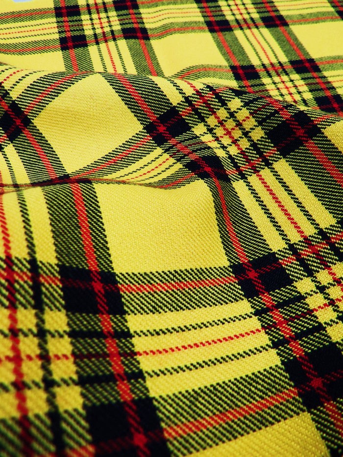 Golden Plaid Poly Poplin Fabric