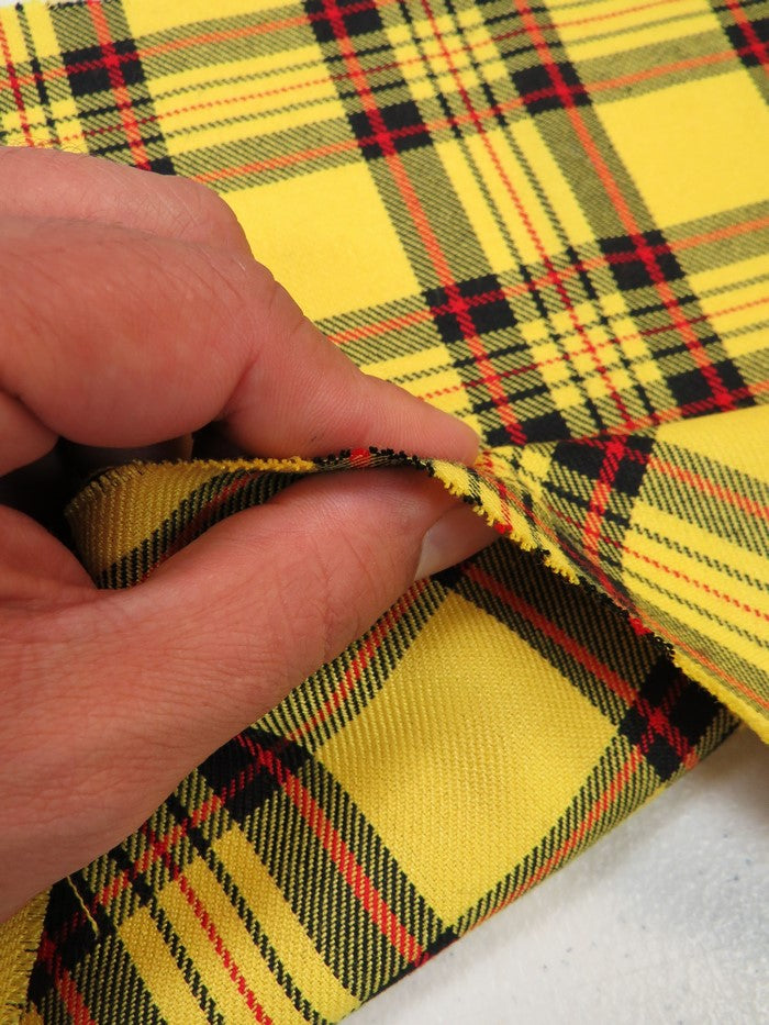 Golden Plaid Poly Poplin Fabric