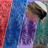 Phoenix Feather Sequin Stretch Mesh Fabric / Sold by the Yard