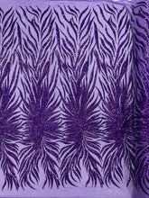 Phoenix Feather Sequin Stretch Mesh Fabric / Sold by the Yard