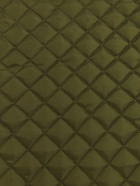 Quilted Polyester Batting Upholstery Fabric / Olive Drab Green / Sold By The Yard
