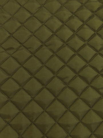 Quilted Polyester Batting Upholstery Fabric / Olive Drab Green / Sold By The Yard