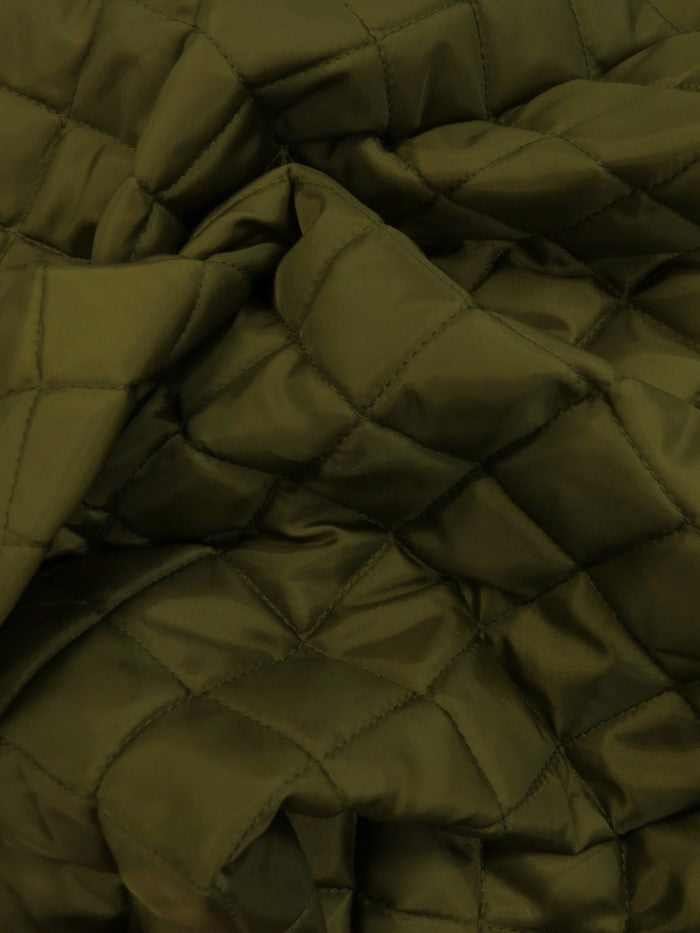 Quilted Polyester Batting Upholstery Fabric / Olive Drab Green / Sold By The Yard - 0