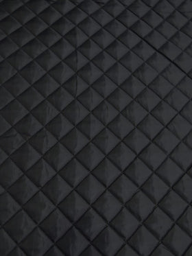 Quilted Polyester Batting Upholstery Fabric / Black / Sold By The Yard