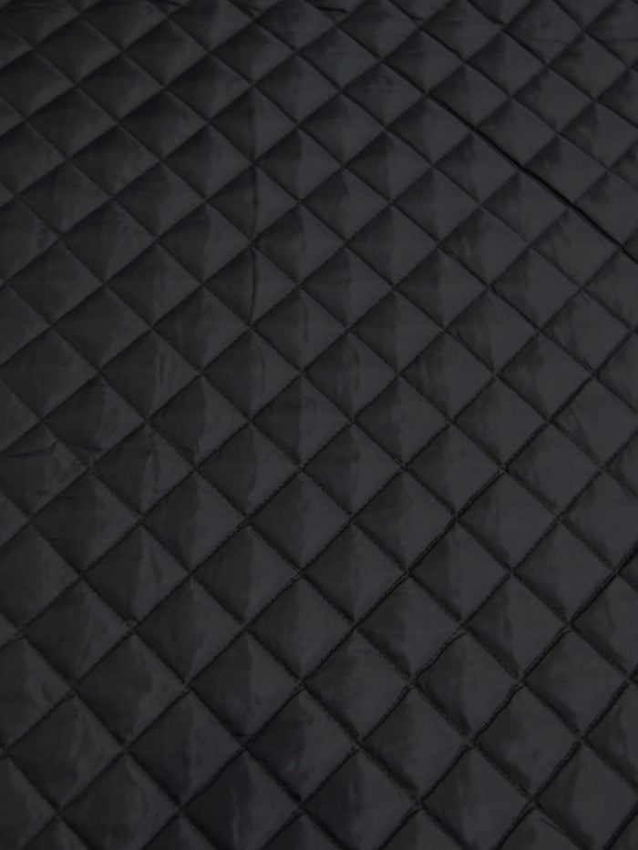 Quilted Polyester Batting Upholstery Fabric / Black / Sold By The Yard