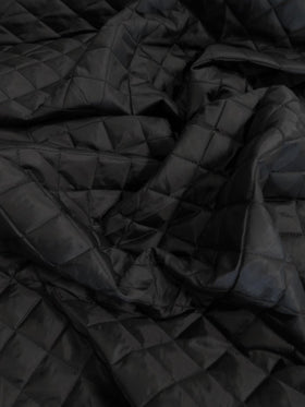 Quilted Polyester Batting Upholstery Fabric / Black / Sold By The Yard - 0