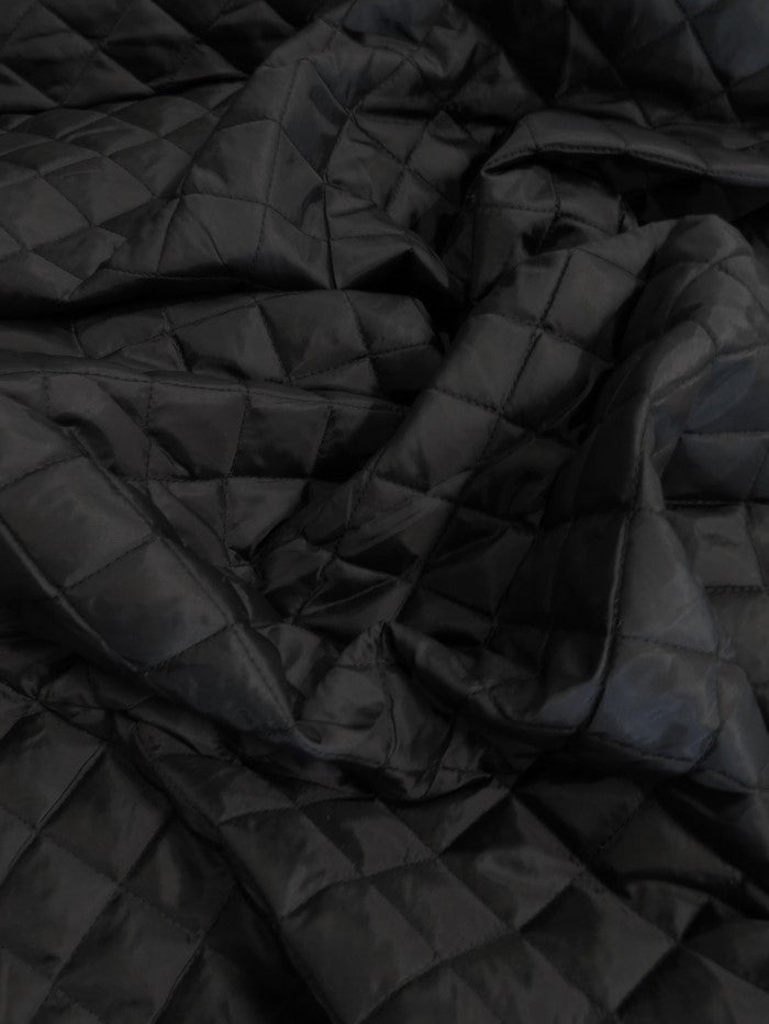 Quilted Polyester Batting Upholstery Fabric / Black / Sold By The Yard - 0